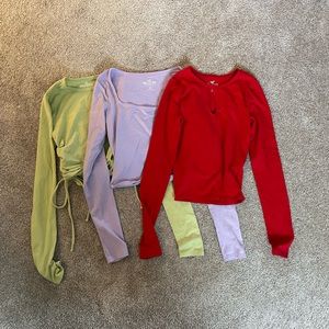 3 Hollister Long Sleeve Cropped Tees